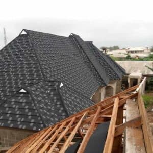 Shingle (Black with white patches) roofing