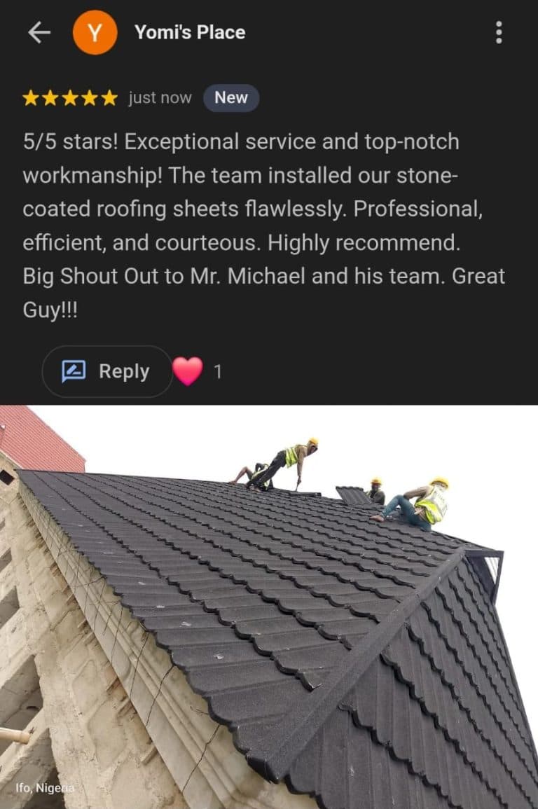 Client's review on Ide Roofing System